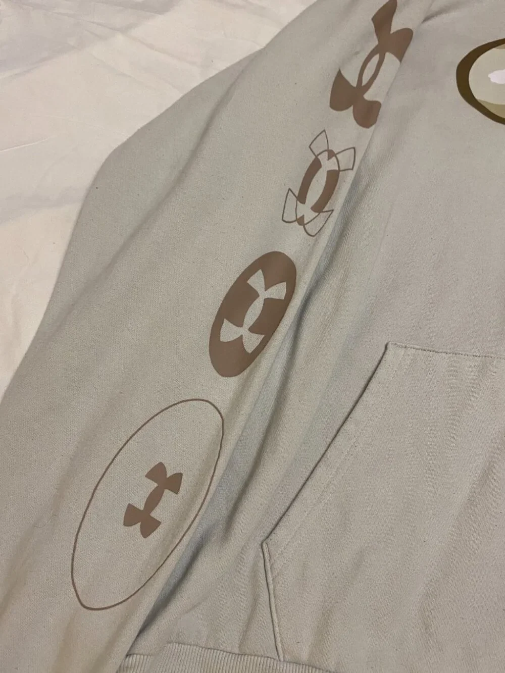 Under Armour Rival Fleece Hoodie Mens XL Tan Camo Logo Pullover Sweatshirt